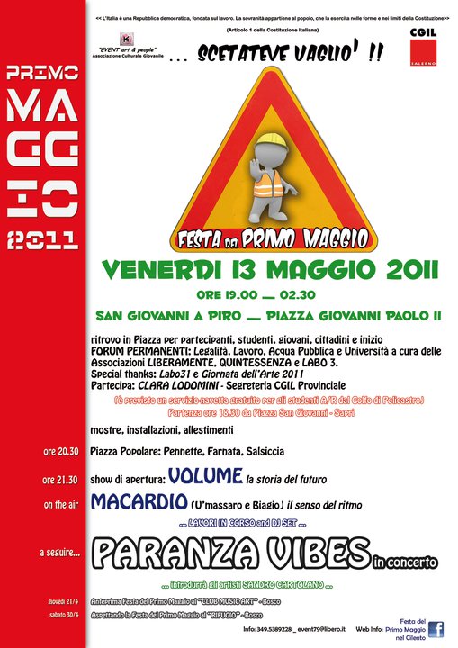 venerdì 13 maggio  san giovanni a piro primo maggio